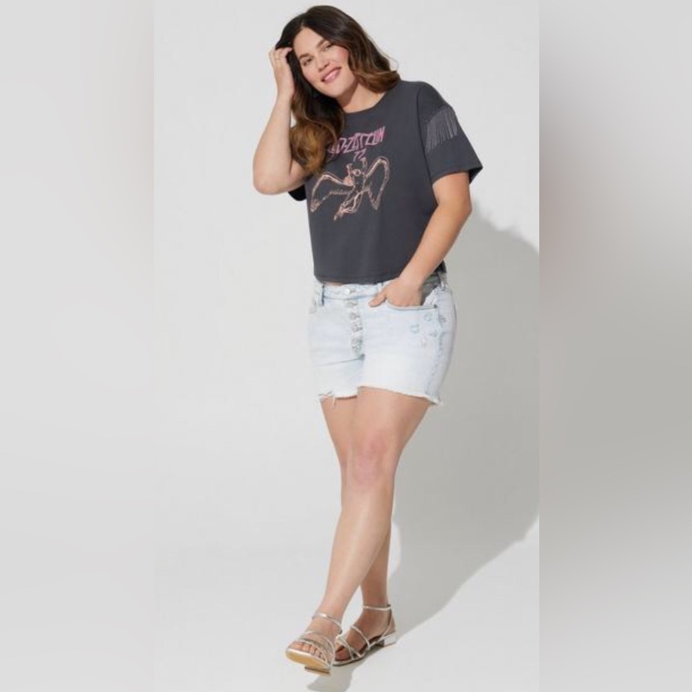 Led Zeppelin Relaxed Fit Cotton Crop Tassel Tee